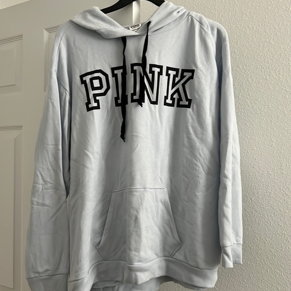 Baby blue pink fleece hoodie
